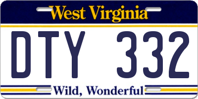 WV license plate DTY332