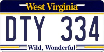 WV license plate DTY334