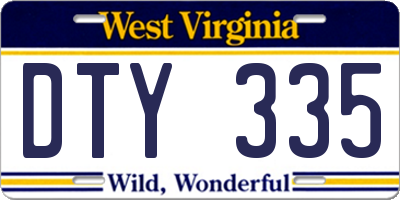 WV license plate DTY335
