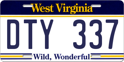 WV license plate DTY337