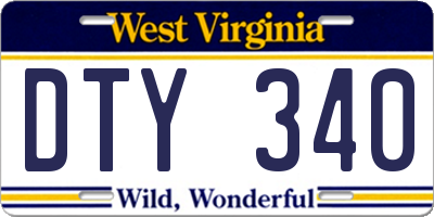 WV license plate DTY340