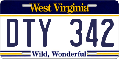 WV license plate DTY342