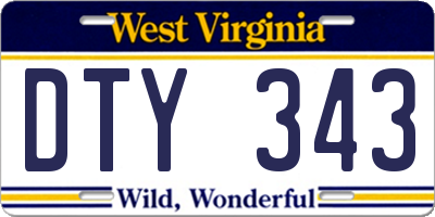 WV license plate DTY343