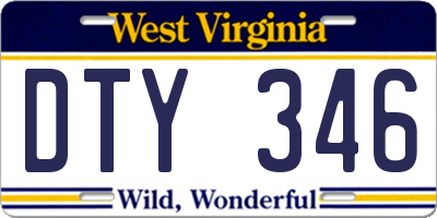 WV license plate DTY346
