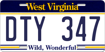 WV license plate DTY347