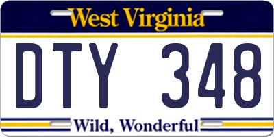WV license plate DTY348