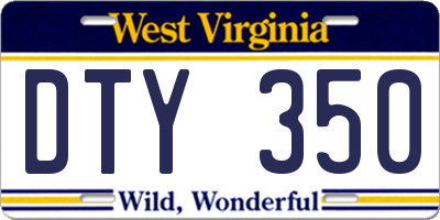 WV license plate DTY350