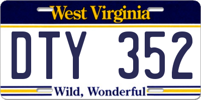 WV license plate DTY352