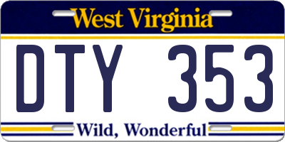 WV license plate DTY353