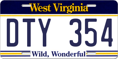 WV license plate DTY354