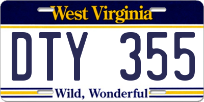 WV license plate DTY355