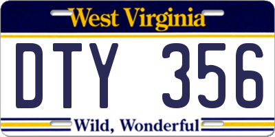 WV license plate DTY356