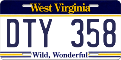 WV license plate DTY358