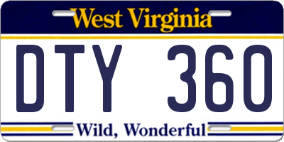 WV license plate DTY360