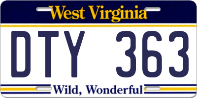 WV license plate DTY363