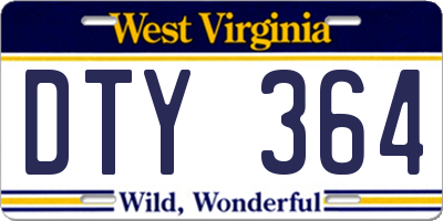 WV license plate DTY364