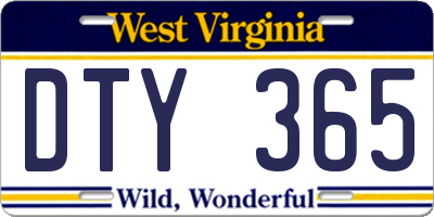 WV license plate DTY365