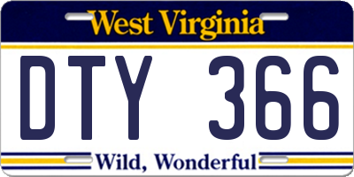 WV license plate DTY366