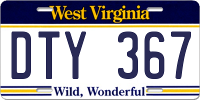 WV license plate DTY367