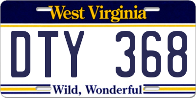 WV license plate DTY368