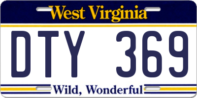 WV license plate DTY369