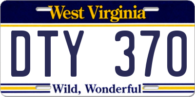 WV license plate DTY370