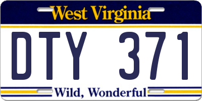 WV license plate DTY371