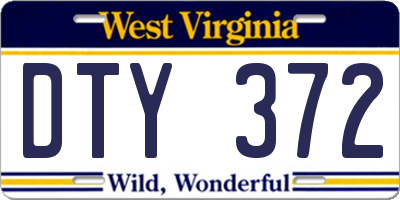 WV license plate DTY372