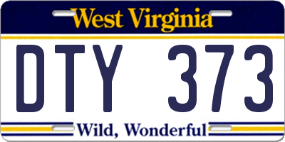 WV license plate DTY373