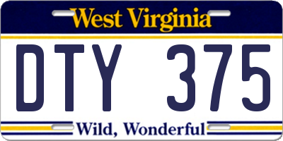 WV license plate DTY375
