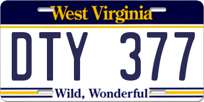 WV license plate DTY377