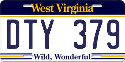 WV license plate DTY379