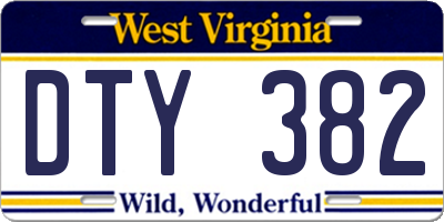 WV license plate DTY382