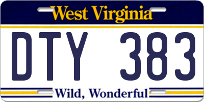 WV license plate DTY383