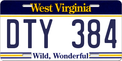 WV license plate DTY384