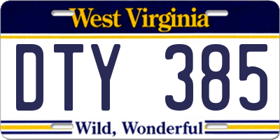 WV license plate DTY385