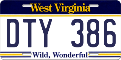 WV license plate DTY386