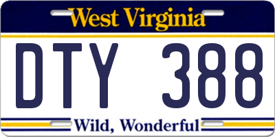WV license plate DTY388