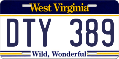 WV license plate DTY389