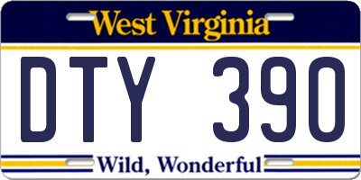 WV license plate DTY390