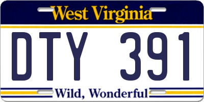 WV license plate DTY391