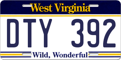 WV license plate DTY392