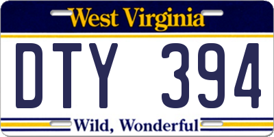 WV license plate DTY394