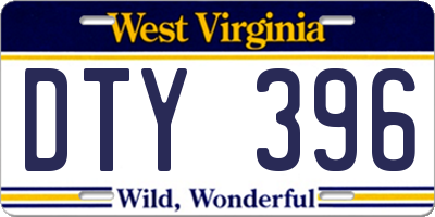 WV license plate DTY396