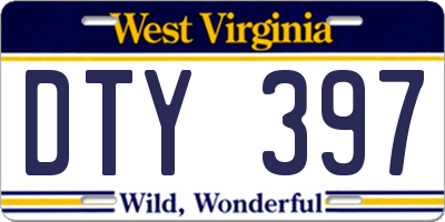 WV license plate DTY397