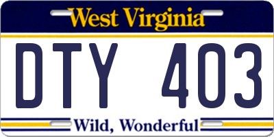 WV license plate DTY403