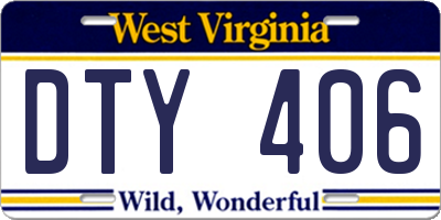 WV license plate DTY406