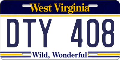 WV license plate DTY408
