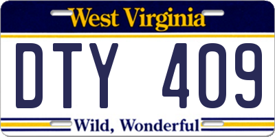WV license plate DTY409