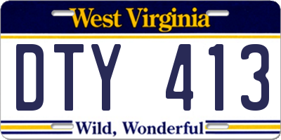 WV license plate DTY413